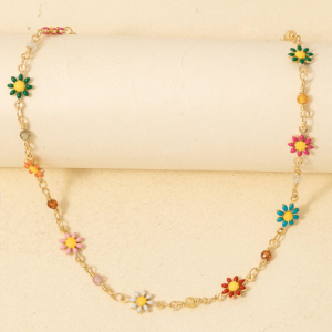 Colorful Flower Station Necklace