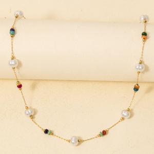 Dainty Chain Bead Station Necklace