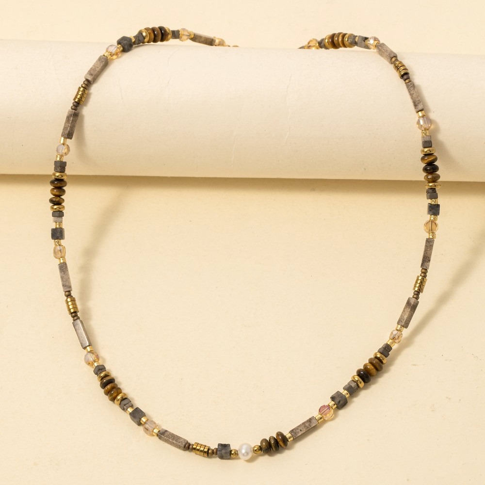 Mixed Beads Link Adjustable Necklace