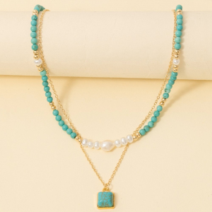 Turquoise Beads And Pendant Necklace