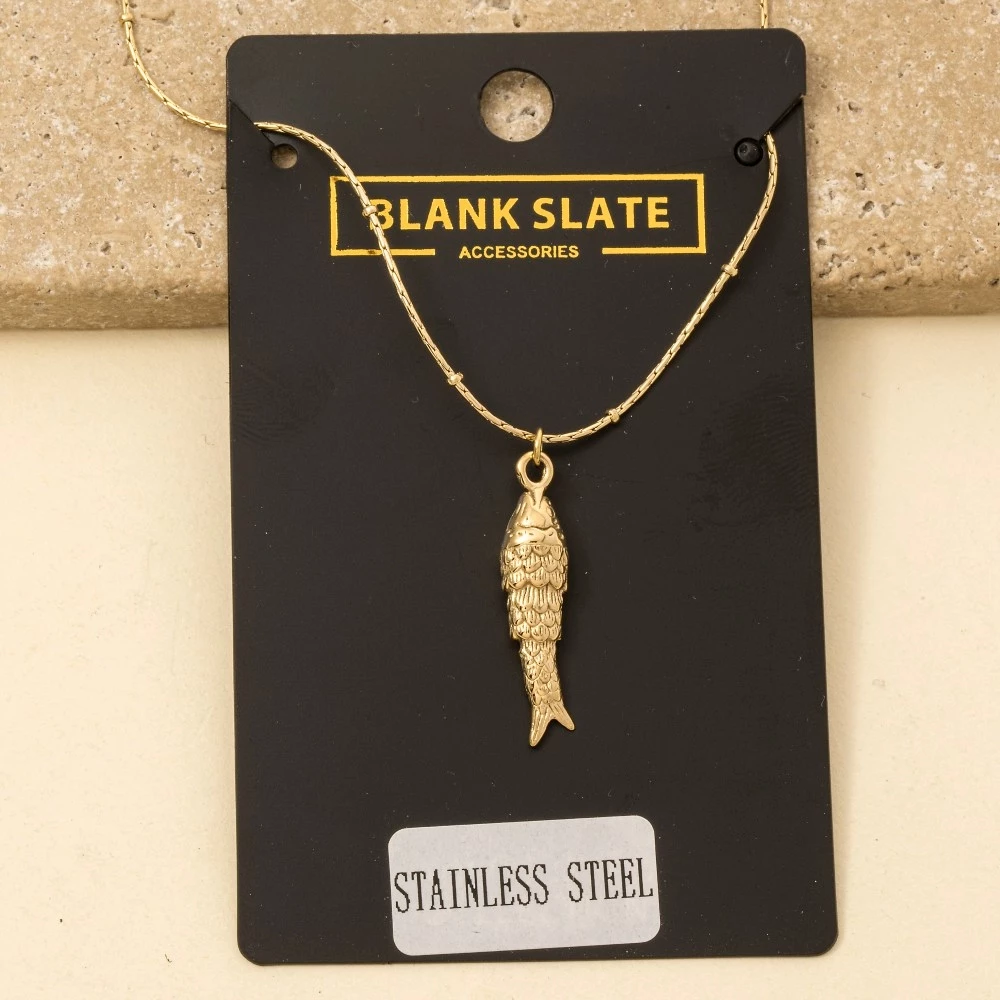 Stainless Steel Fish Pendant Necklace