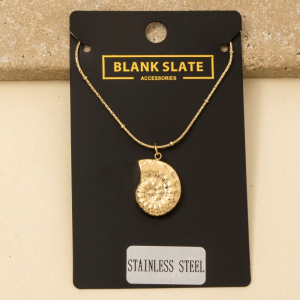 Stainless Steel Spiral Shell Pendant Necklace