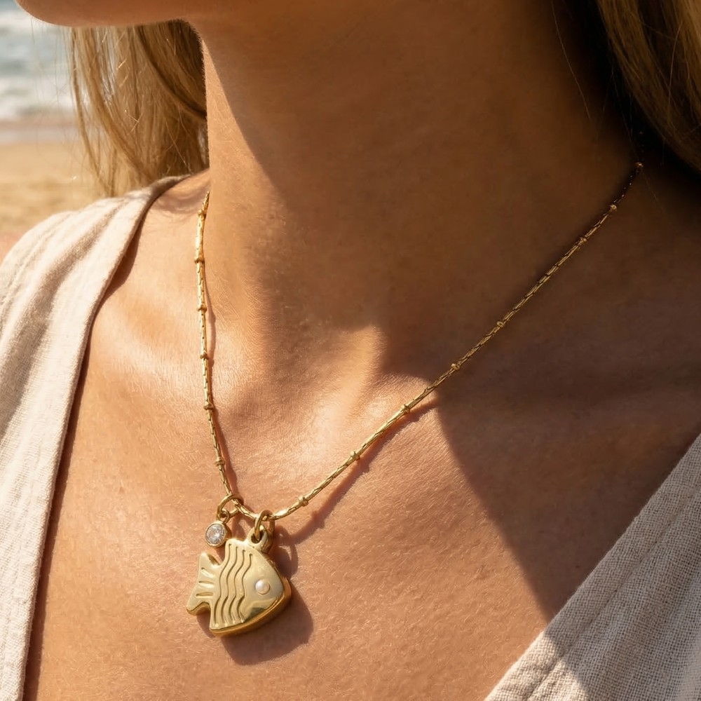 Stainless Steel Fish Pendant Necklace