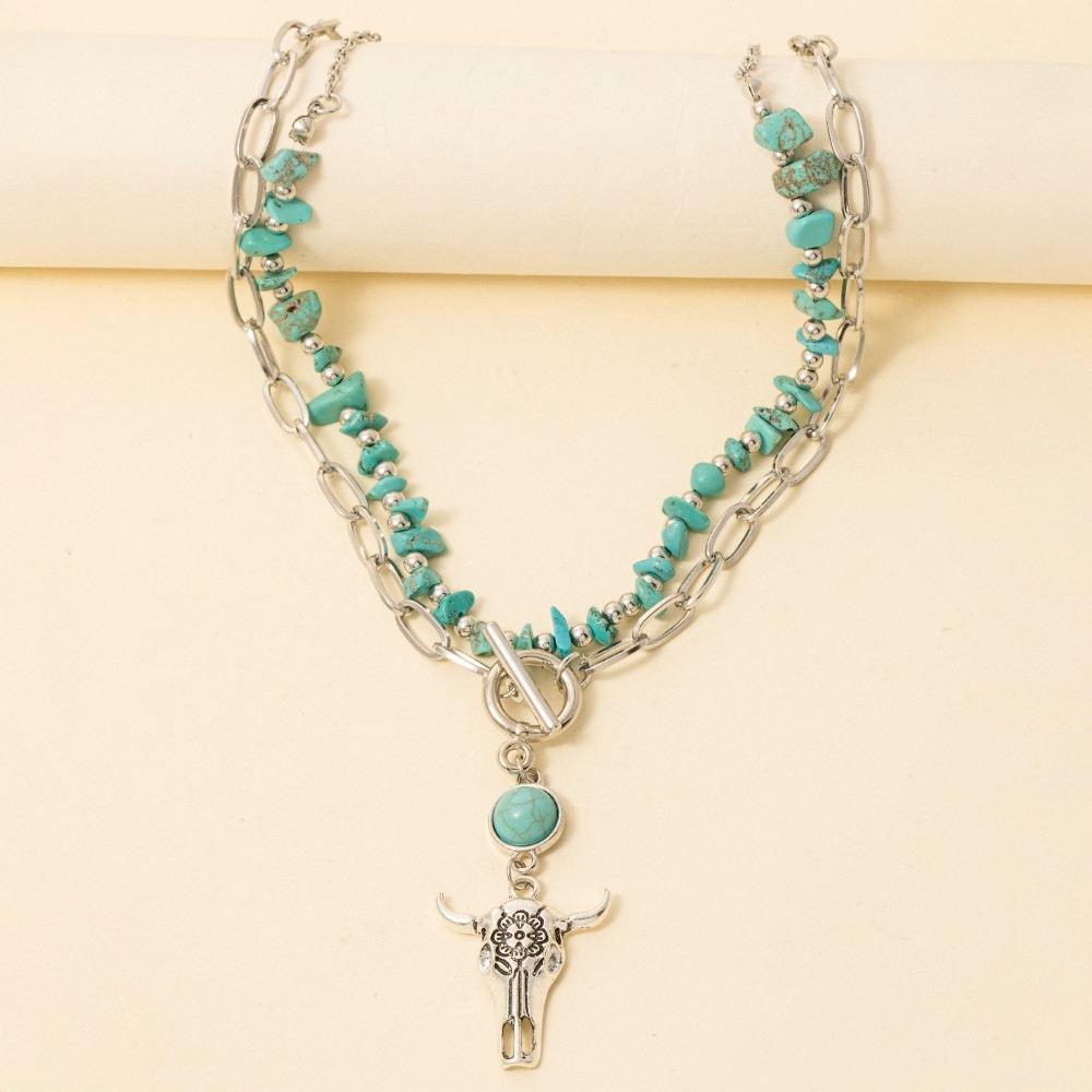 Turquoise Chip Western Charm Toggle Necklace