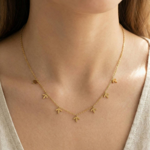 Dainty Leaf Charm Station Necklace