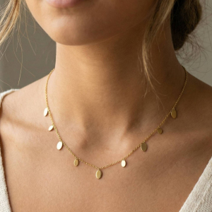 Oval Disc Charm Station Necklace