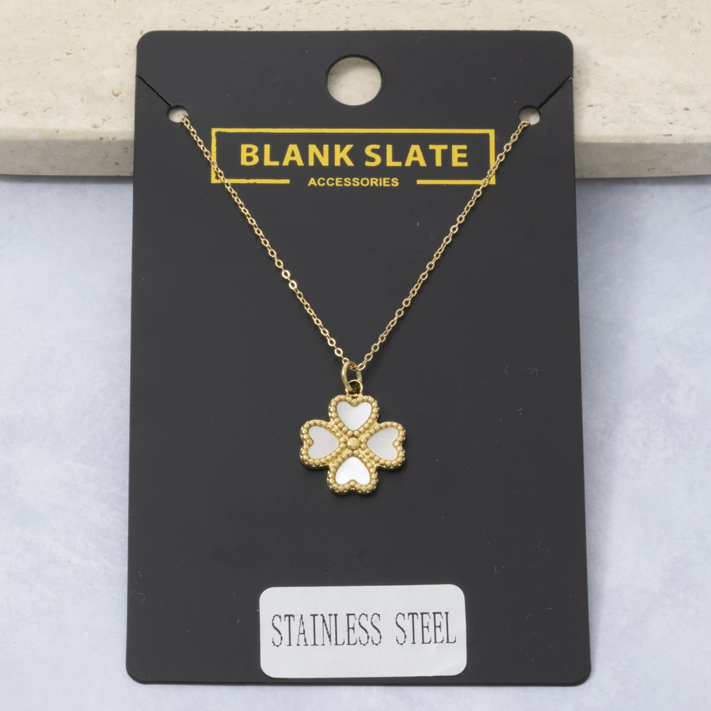 Stainless Steel Clover Mop Pendant Necklace