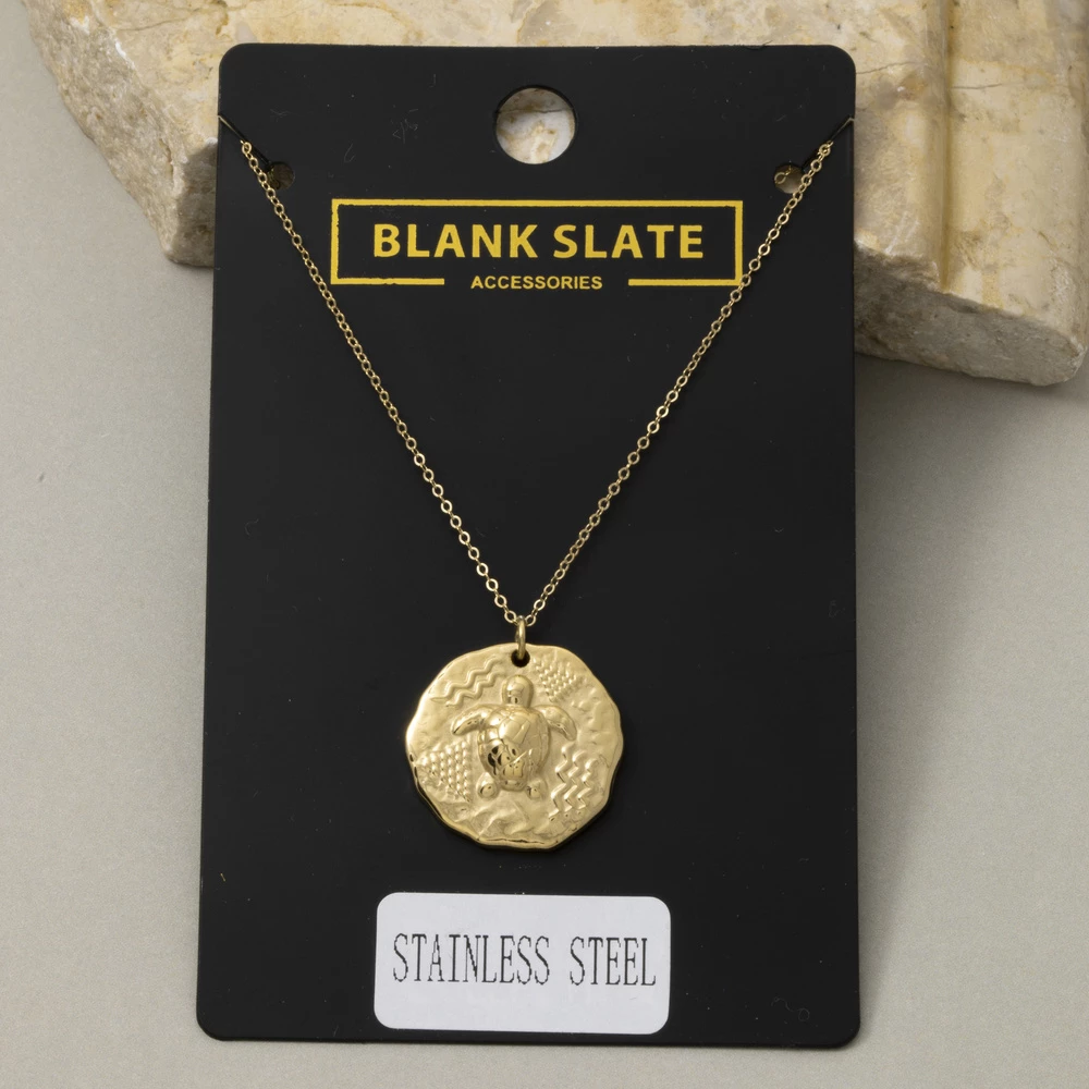 Stainless Steel Sea Turtle Medallion Necklace