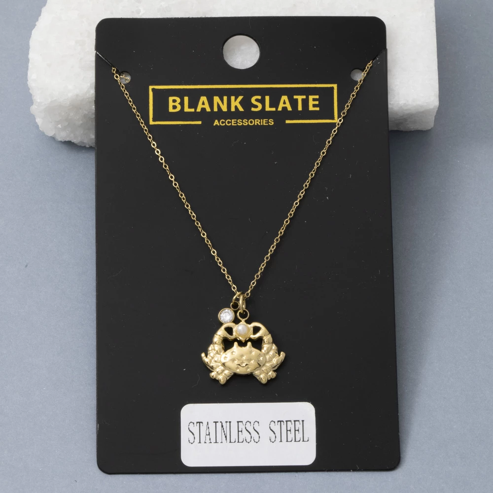 Stainless Steel Crab Pearl Pendant Necklace