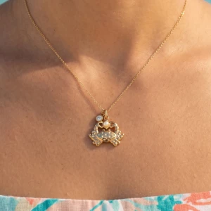 Stainless Steel Crab Pearl Pendant Necklace