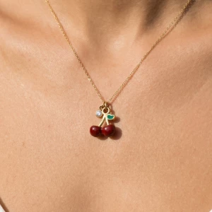 Stainless Steel Cherry Pendant Necklace