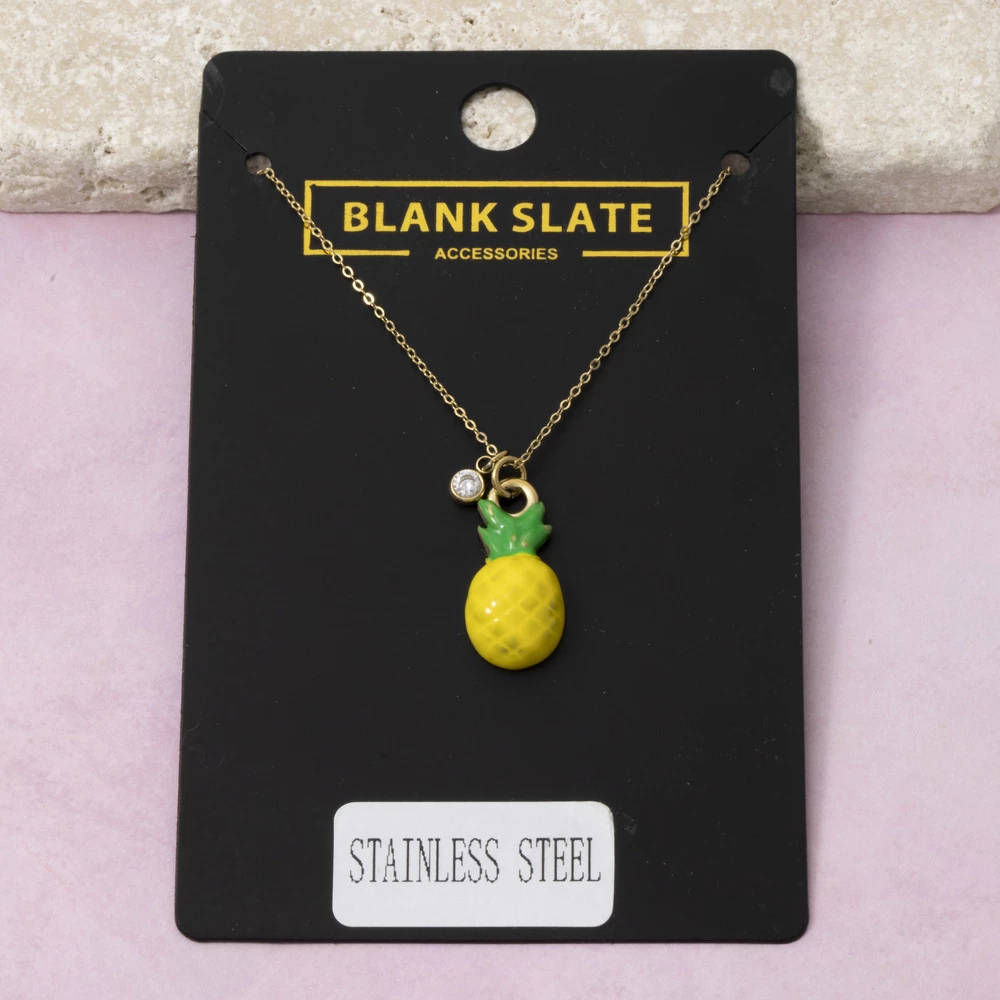 Stainless Steel Pineapple Pendant Necklace