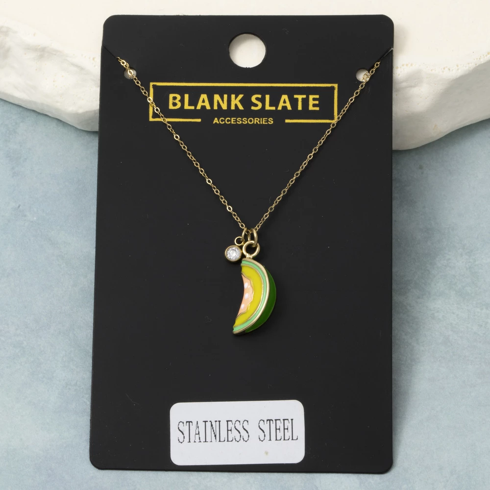 Stainless Steel Melon Slice Pendant Necklace