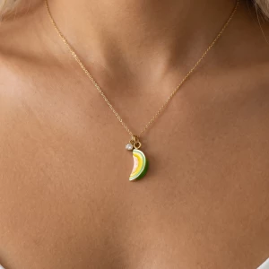 Stainless Steel Melon Slice Pendant Necklace