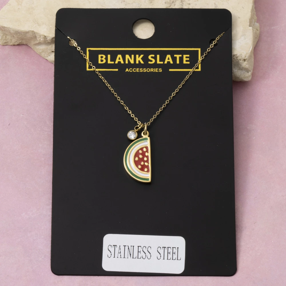 Stainless Steel Watermelon Pendant Necklace