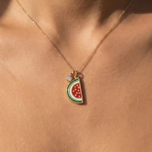 Stainless Steel Watermelon Pendant Necklace
