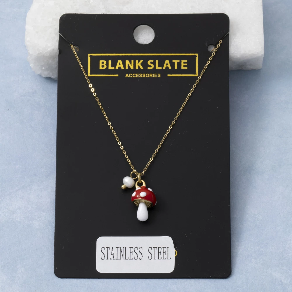 Stainless Steel Polka Dot Mushroom Necklace