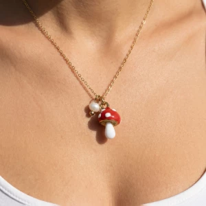 Stainless Steel Polka Dot Mushroom Necklace