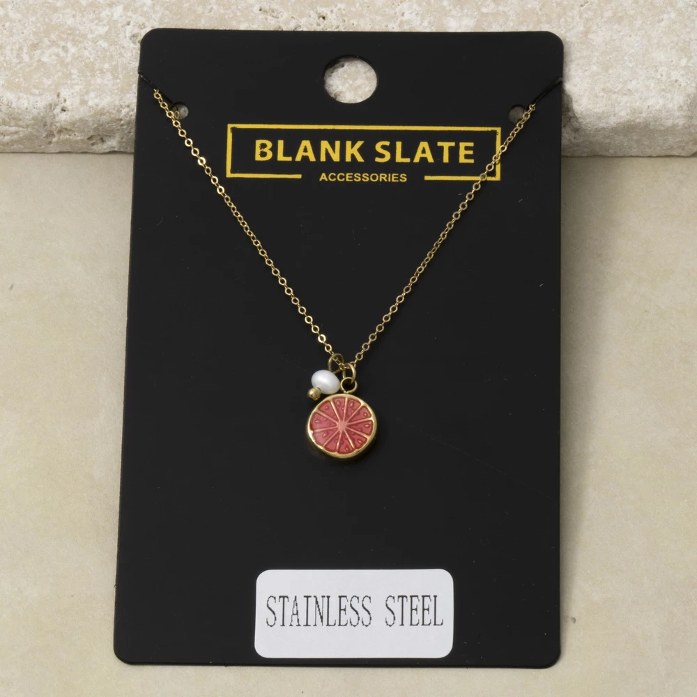 Stainless Steel Grapefruit Slice Necklace