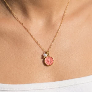 Stainless Steel Grapefruit Slice Necklace