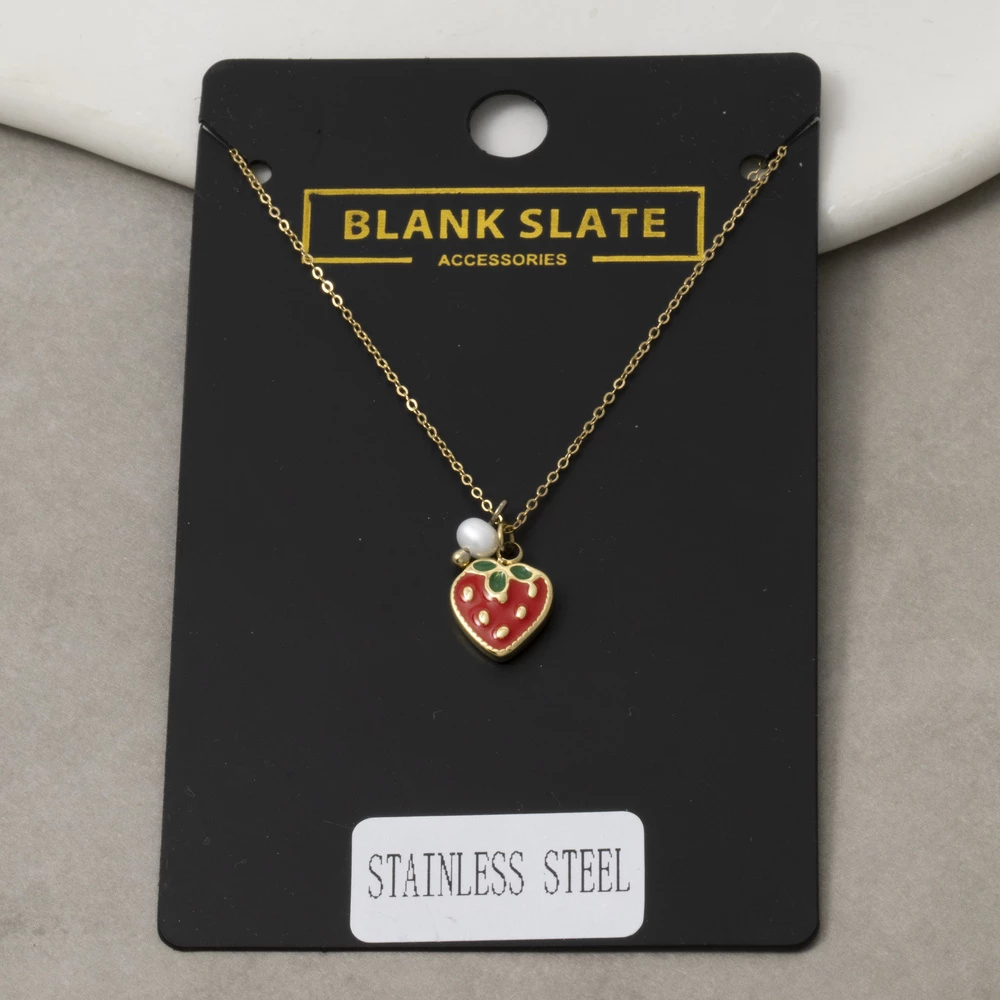 Stainless Steel Strawberry Pendant Necklace