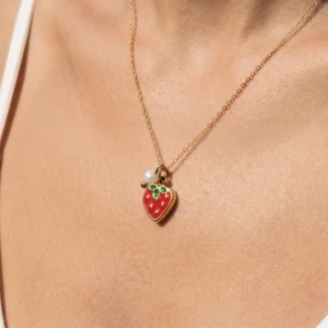 Stainless Steel Strawberry Pendant Necklace