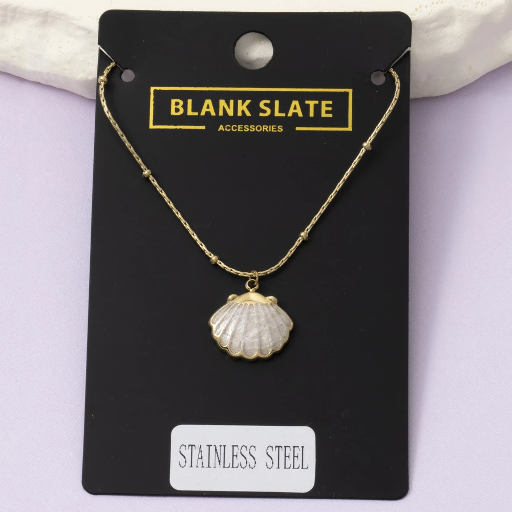 Stainless Steel Scallop Shell Pendant Necklace