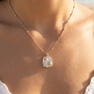 Stainless Steel Starfish Shell Tag Necklace
