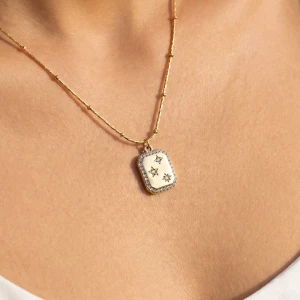 Stainless Steel Cz Star Constellation Tag Necklace