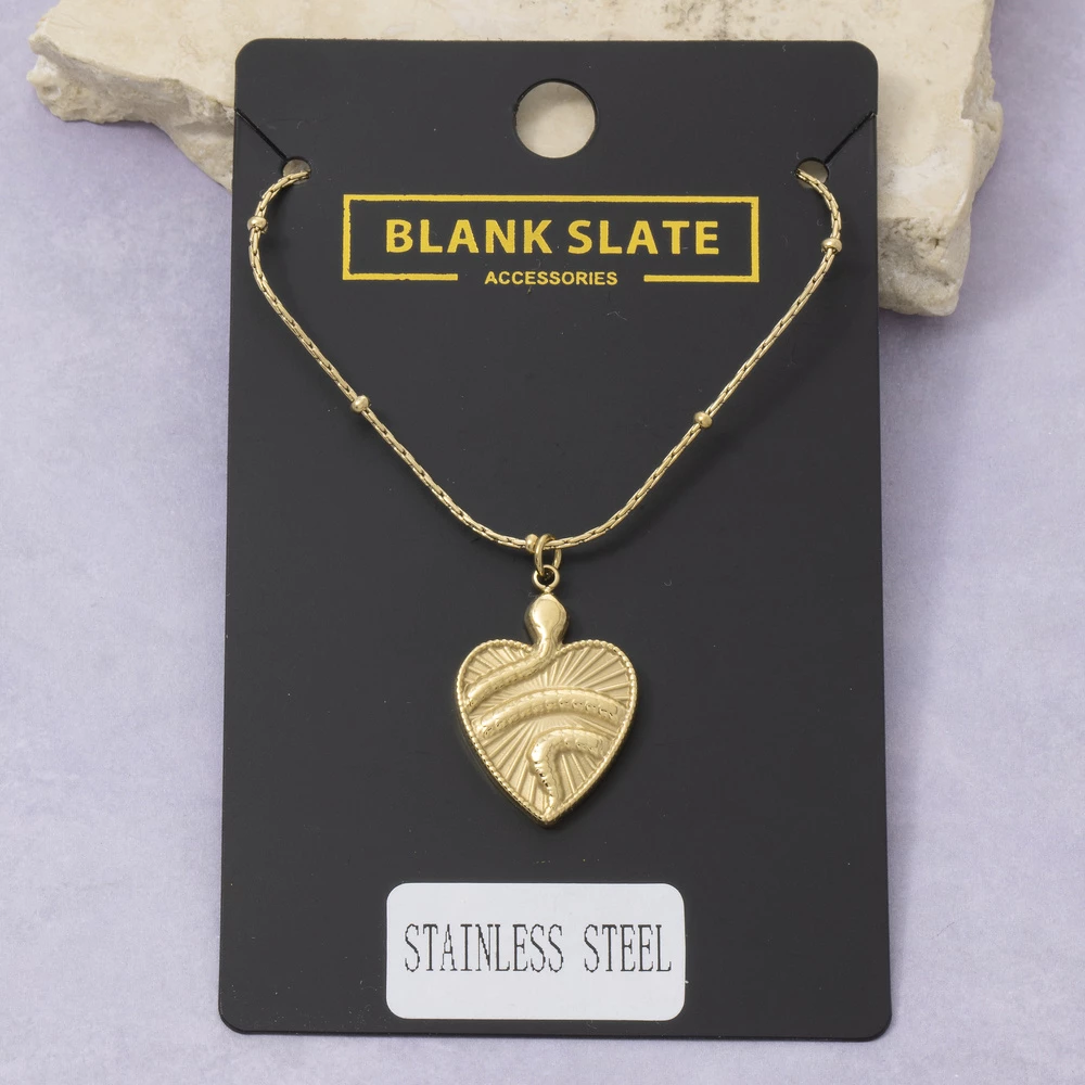 Stainless Steel Serpent Heart Pendant Necklace