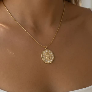 Stainless Steel Hamsa Hand Medallion Necklace