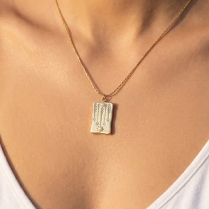Stainless Steel Pave Cz Pearl Tag Necklace