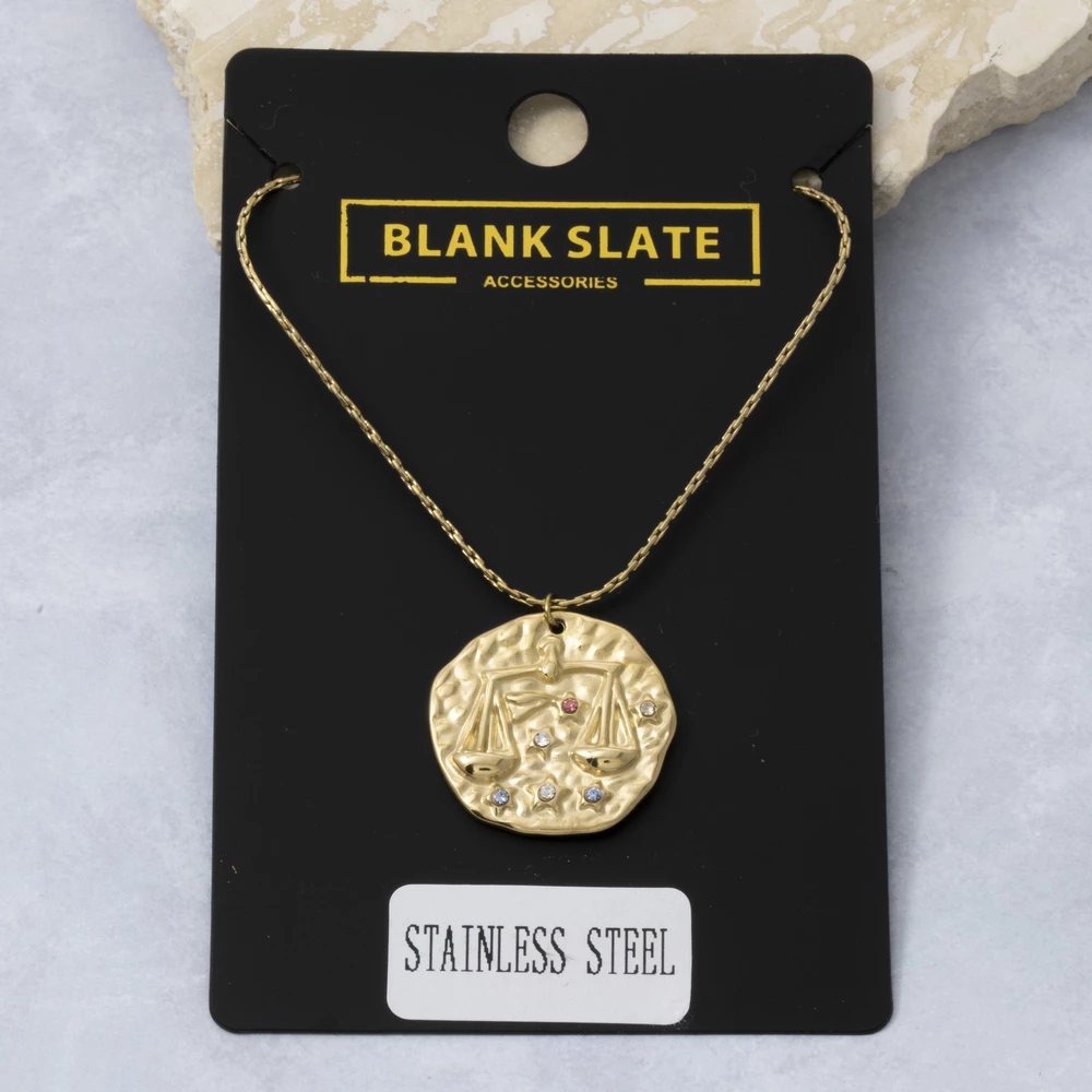 Stainless Steel Zodiac Coin Pendant Necklace