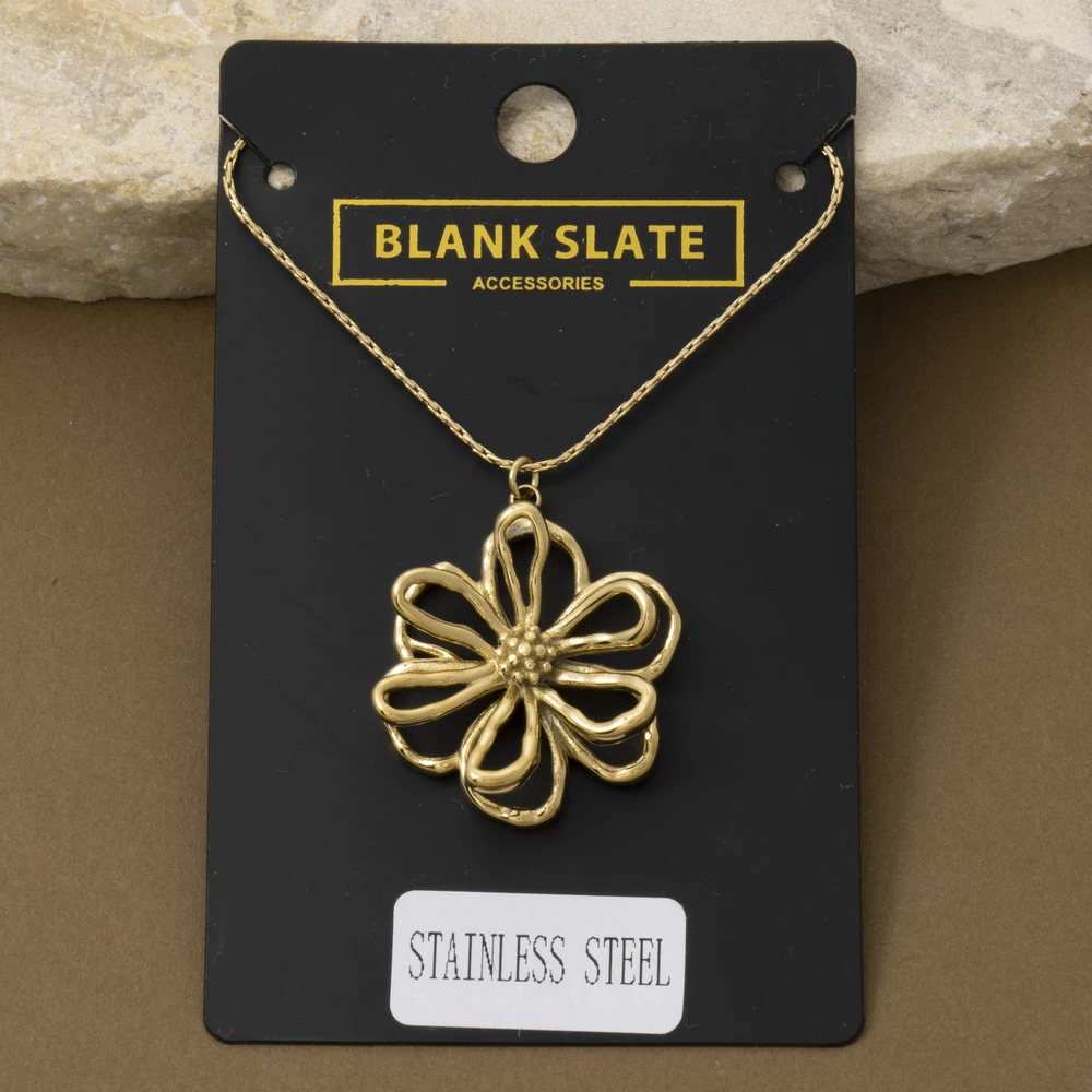 Stainless Steel Open Wire Flower Necklace