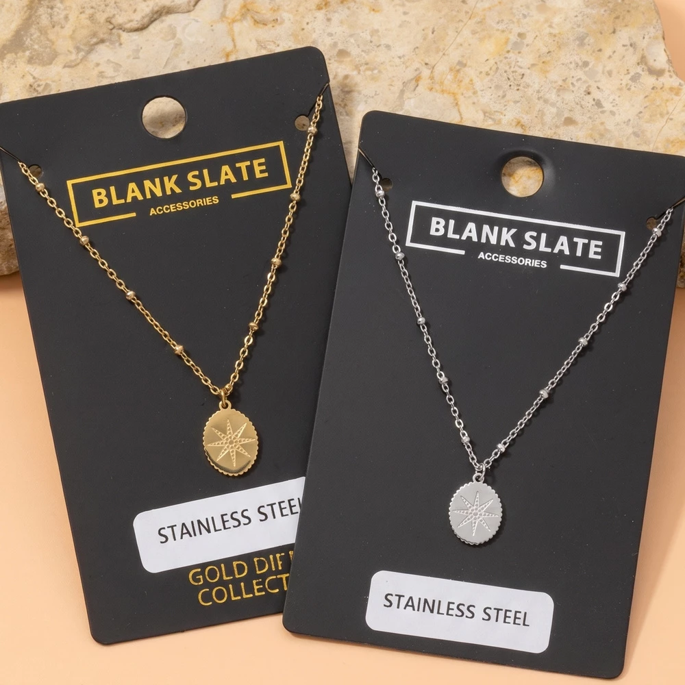 Gold Dipped Starburst Medallion Pendant Necklace