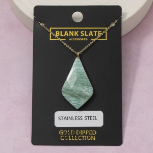 Gold Dipped Amazonite Kite Pendant Necklace