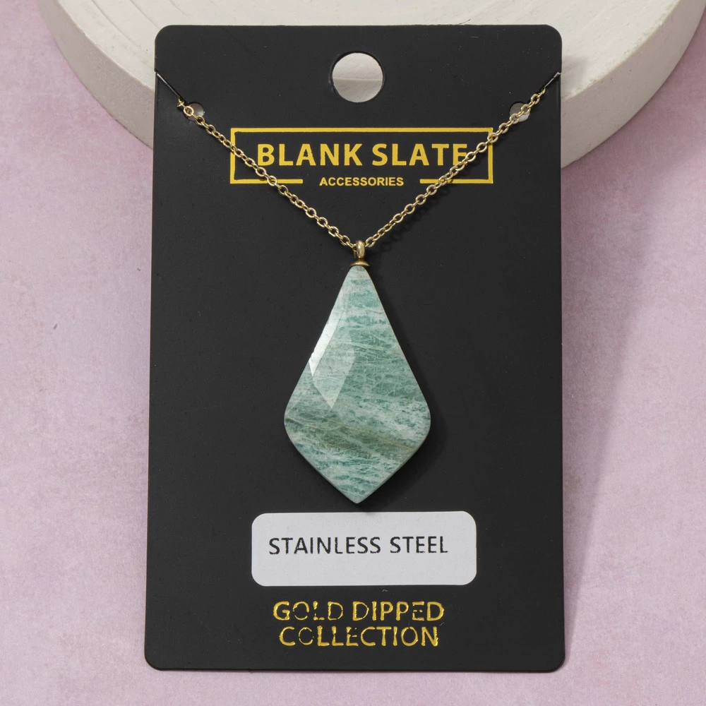 Gold Dipped Amazonite Kite Pendant Necklace