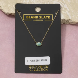 Gold Dipped Oval Amazonite Pendant Necklace