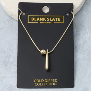 Gold Dipped Ball And Drop Bar Pendant Necklace