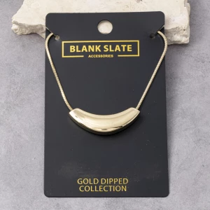 Gold Dipped Curved Tube Pendant Snake Chain Necklace