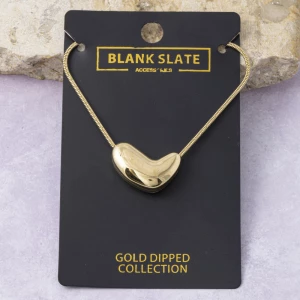 Gold Dipped Puffed Heart Slide Pendant Necklace