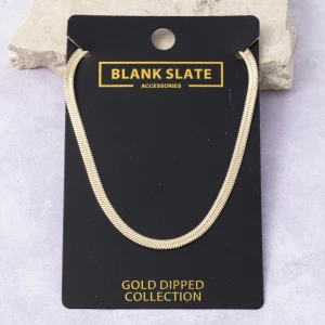 Gold Dipped Wide Herringbone Chain Necklace