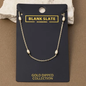 Gold Dipped Oval Bead Station Dainty Necklace