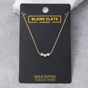 Gold Dipped Triple Bezel Cz Dainty Necklace