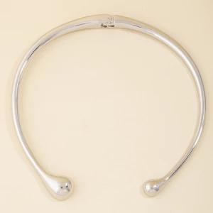 Polished Teardrop Open Collar Choker Necklace