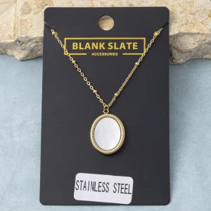 Stainless Steel Mother Of Pearl Rope Frame Necklace