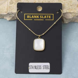 Stainless Steel Cushion Mother Of Pearl Necklace