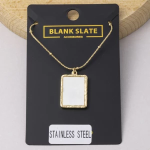 Stainless Steel Mother Of Pearl Tablet Necklace