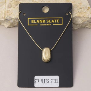 Stainless Steel Puffed Nugget Pendant Necklace