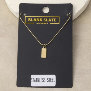Stainless Steel Brushed Bar Tag Pendant Necklace
